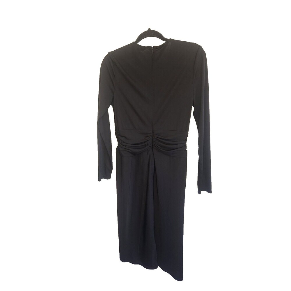 Lauren Ralph Lauren Womens Dress Ruched Stretch Jersey Surplice Sz 10 Black NWT - Picture 5 of 11